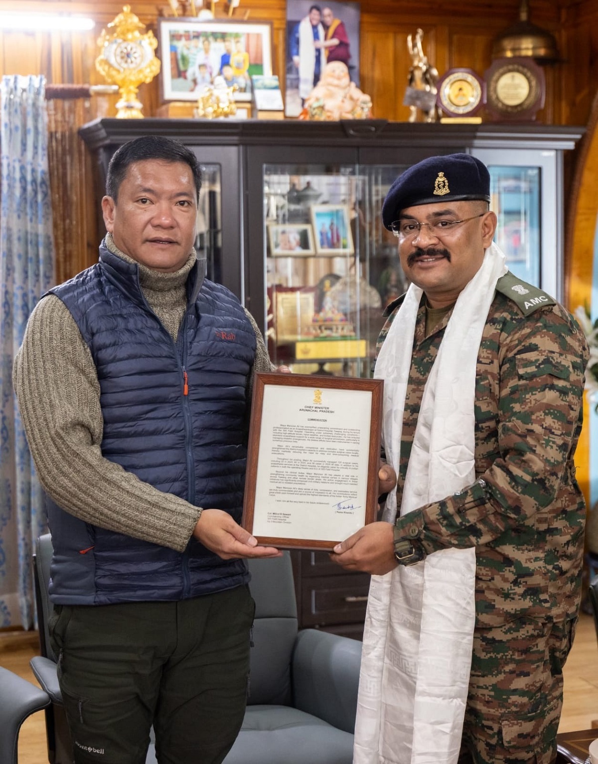 The chief minister of Arunachal Pradesh commends an Army physician for providing vital services in isolated border regions.
